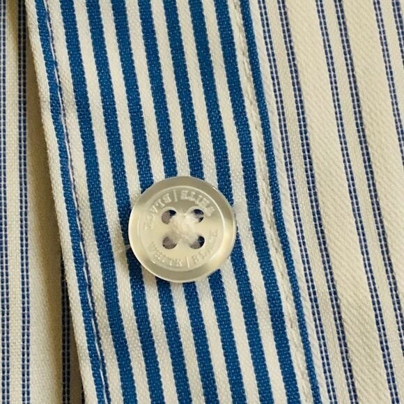 White House Black Market blue top  Sofia stripe button up collar shirt size 8 - Picture 8 of 14